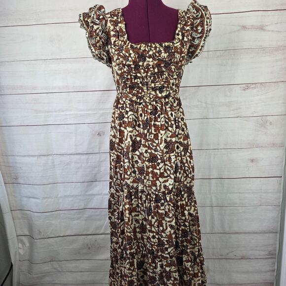 Love The Label Dress Womens XS Floral Maxi Smocked Puff Sleeve Boho Summer - Picture 1 of 13